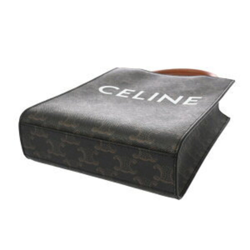 Celine Vertical Cabas Tan Triomphe Canvas Calfskin Handbag - Picture 6 of 9